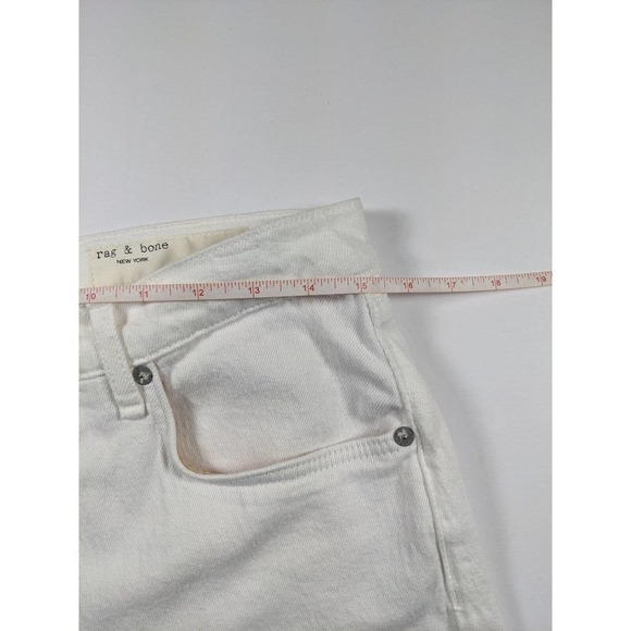 Rag & Bone Harlow Mid Rise Straight Leg Jeans Optic White 30 Ankle Stretch - Picture 6 of 11